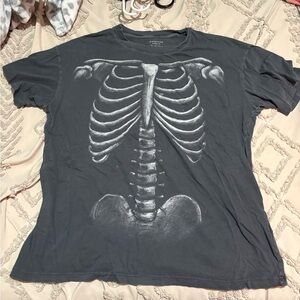 American Eagle Outfitters Charcoal Skeleton Graphic Tee